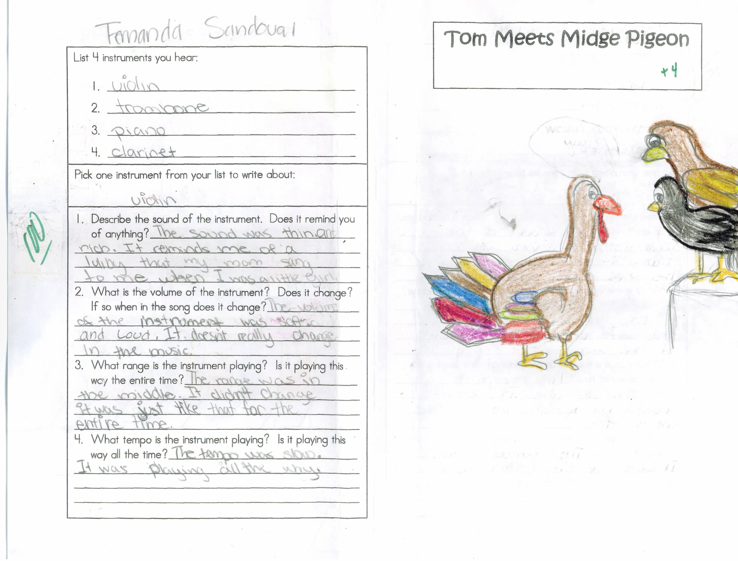 tough turkey in the big city: tom meets midge pigeon Second Grade, San Josa Edison Academy, California