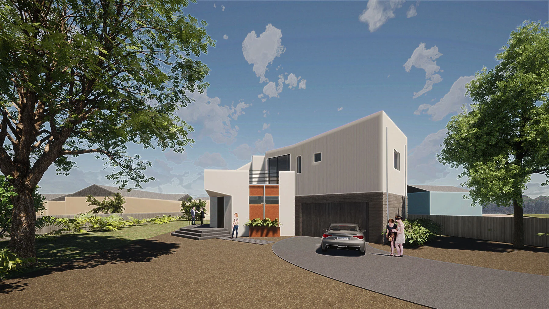  We use the raised foundation to create a sense of podium under the entry. 