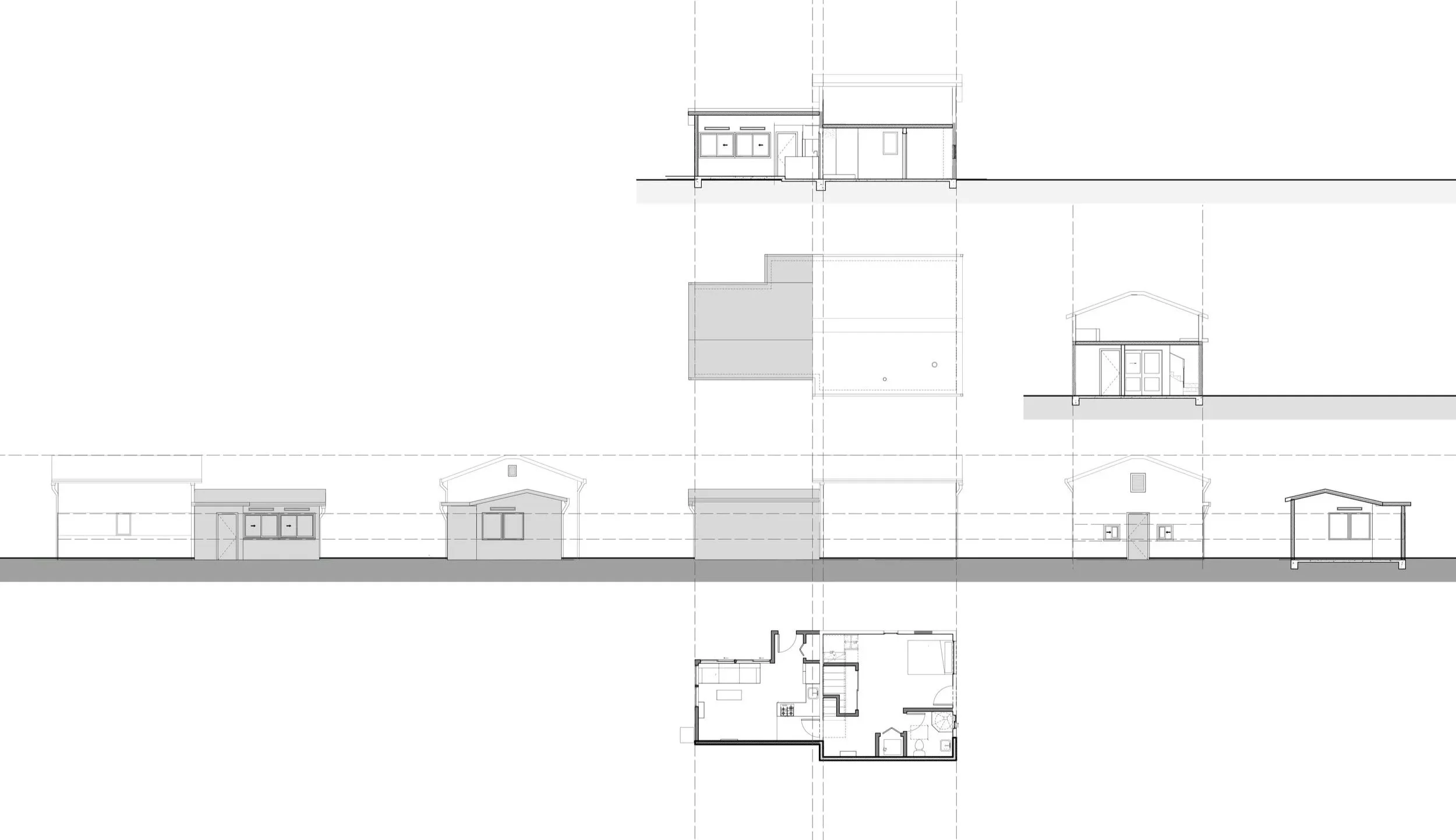  Elevations, sections, floor plan, and roof plan of the accessory dwelling unit 