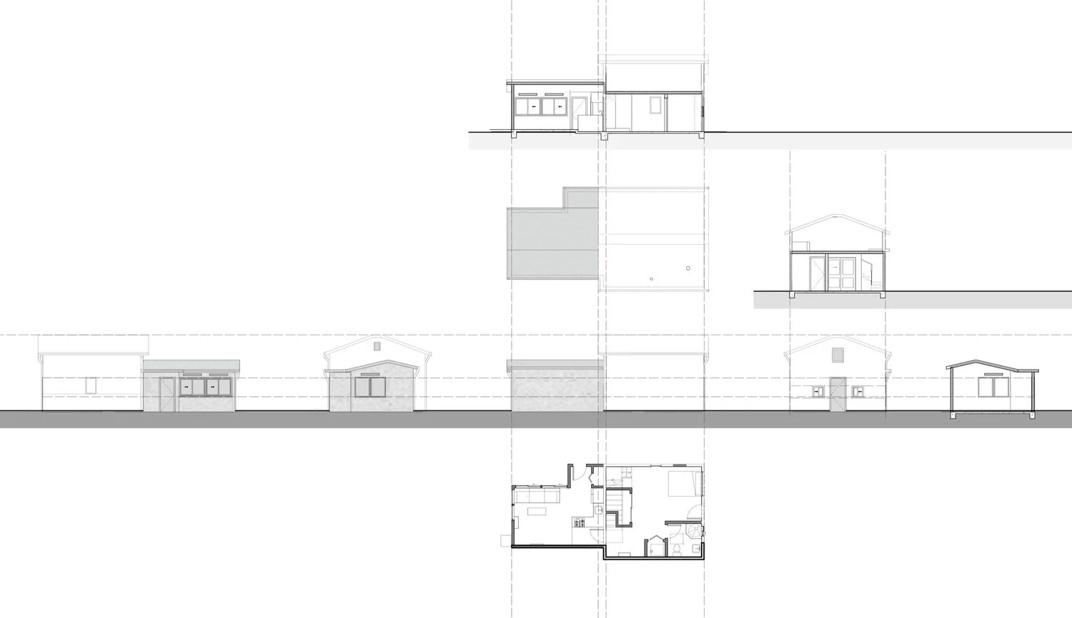  Elevations, sections, floor plan, and roof plan of the accessory dwelling unit 