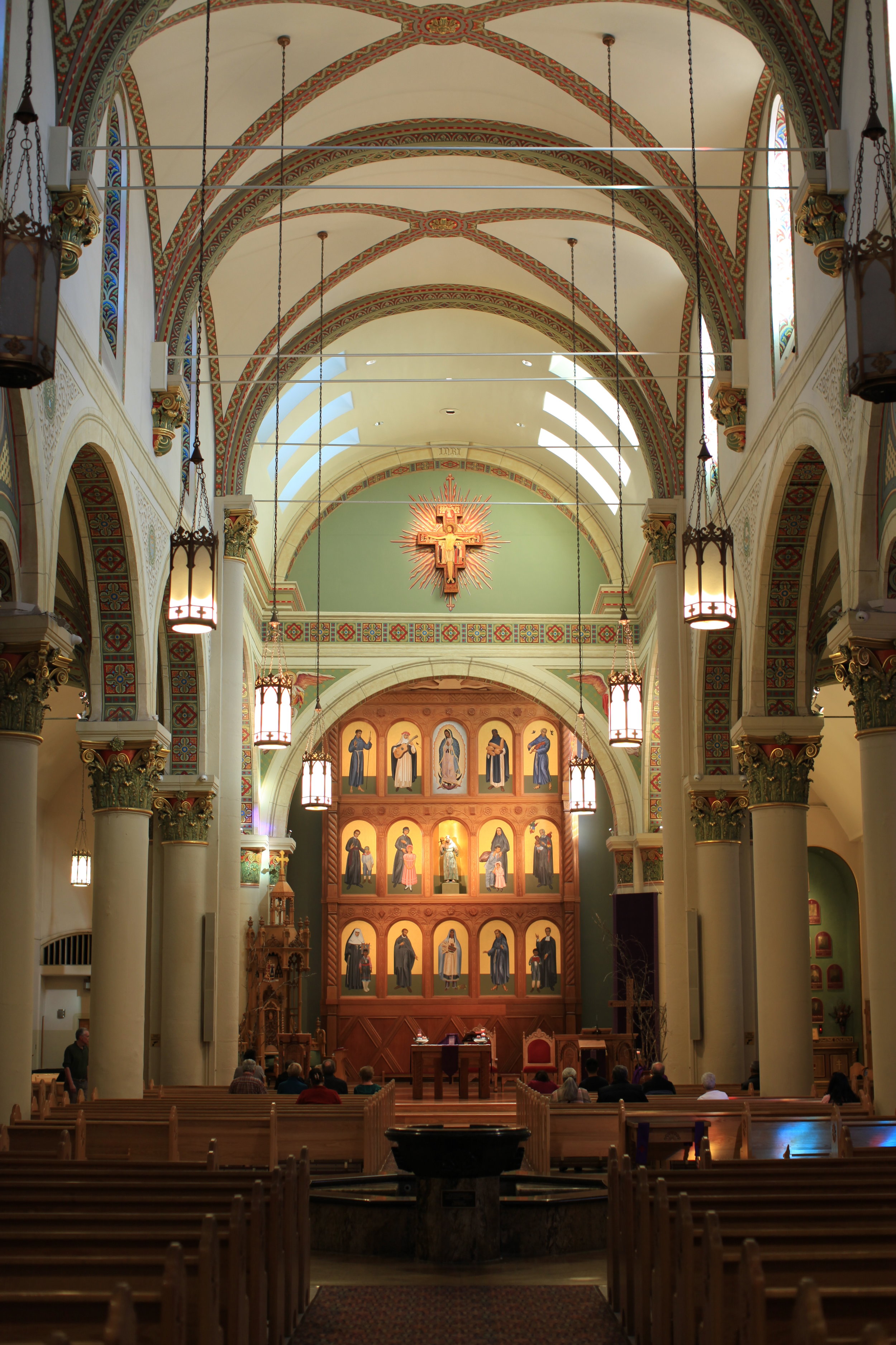  The nave of Bishop Lamy's Cathedral. He is buried under the Sanctuary. 