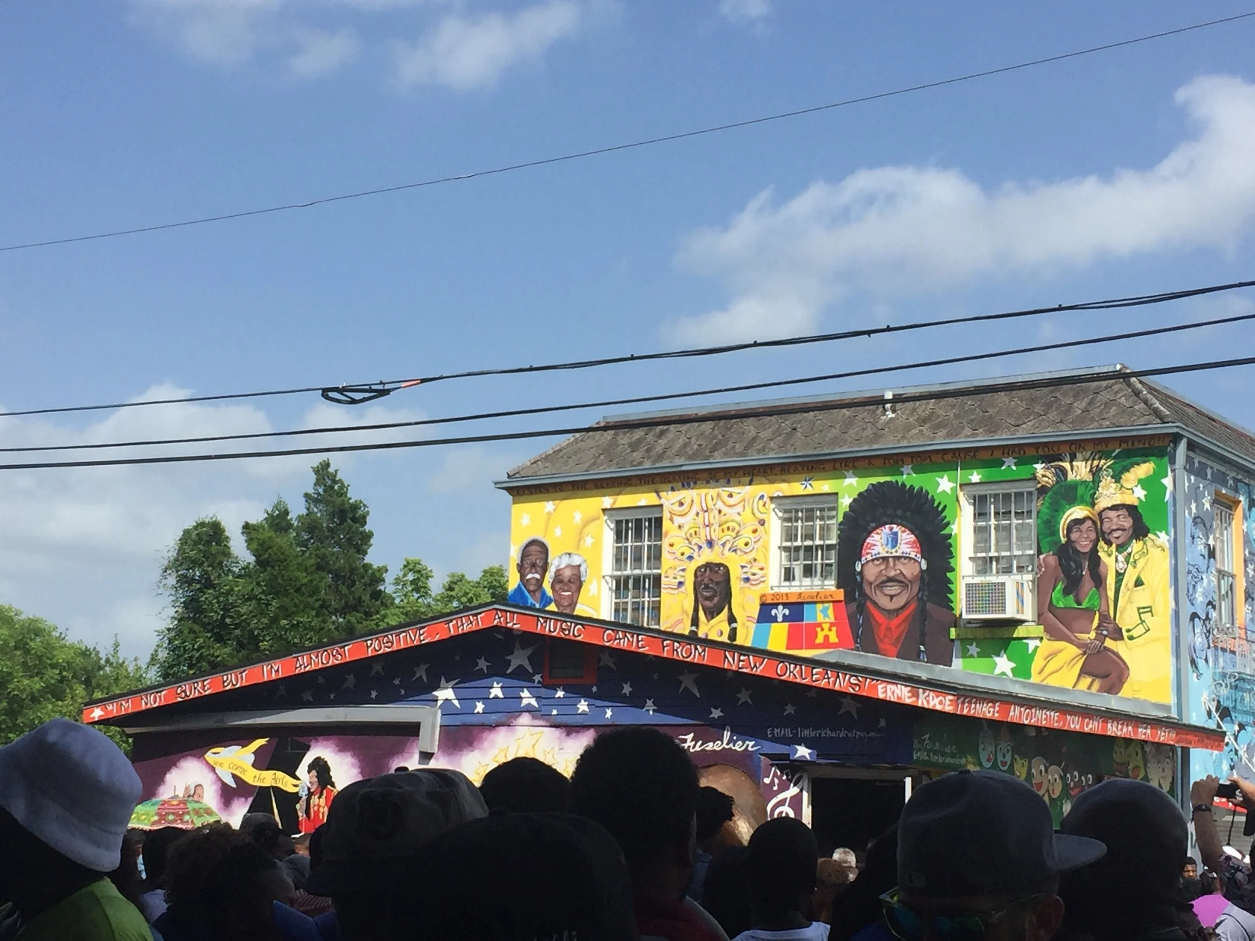 Read the edge of the bottom roof: "I'm not sure but I'm almost positive that all music came from New Orleans"