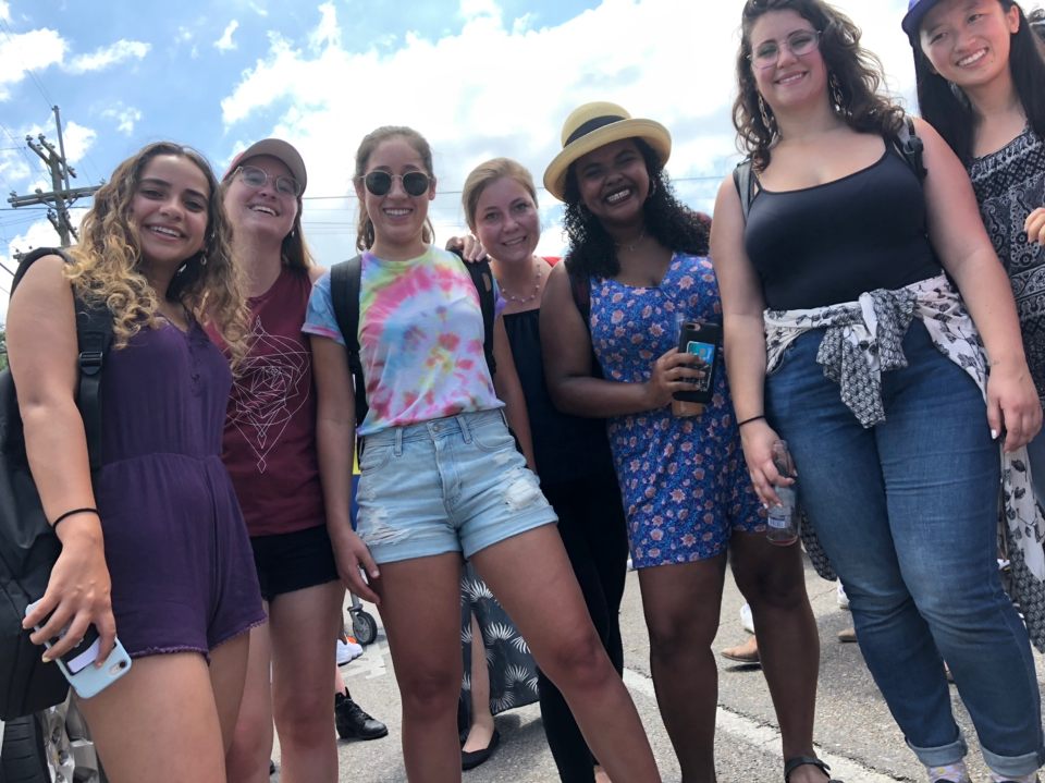 Photo break from dancing during the second-line parade