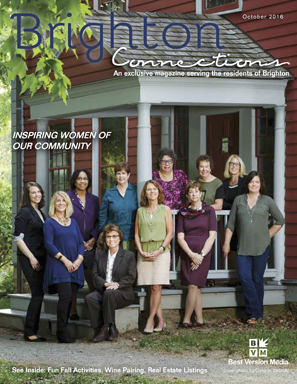 Ruth E. Thaler-Carter (center back in print dress) is one of the “Inspiring Women of Our Community” profiled in the October 2016 issue of Brighton Connections magazine.