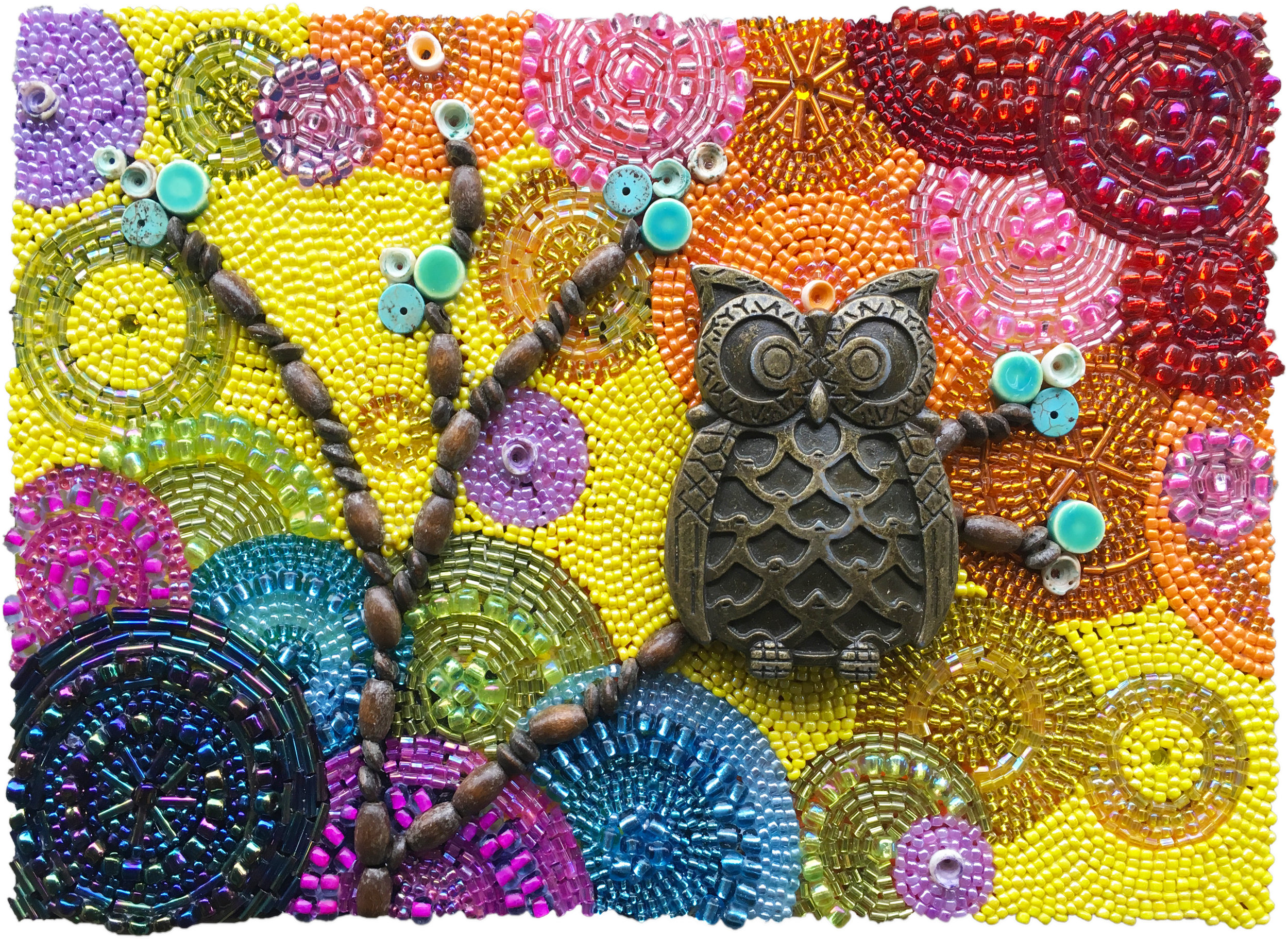 Beaded Owl Mosaic I