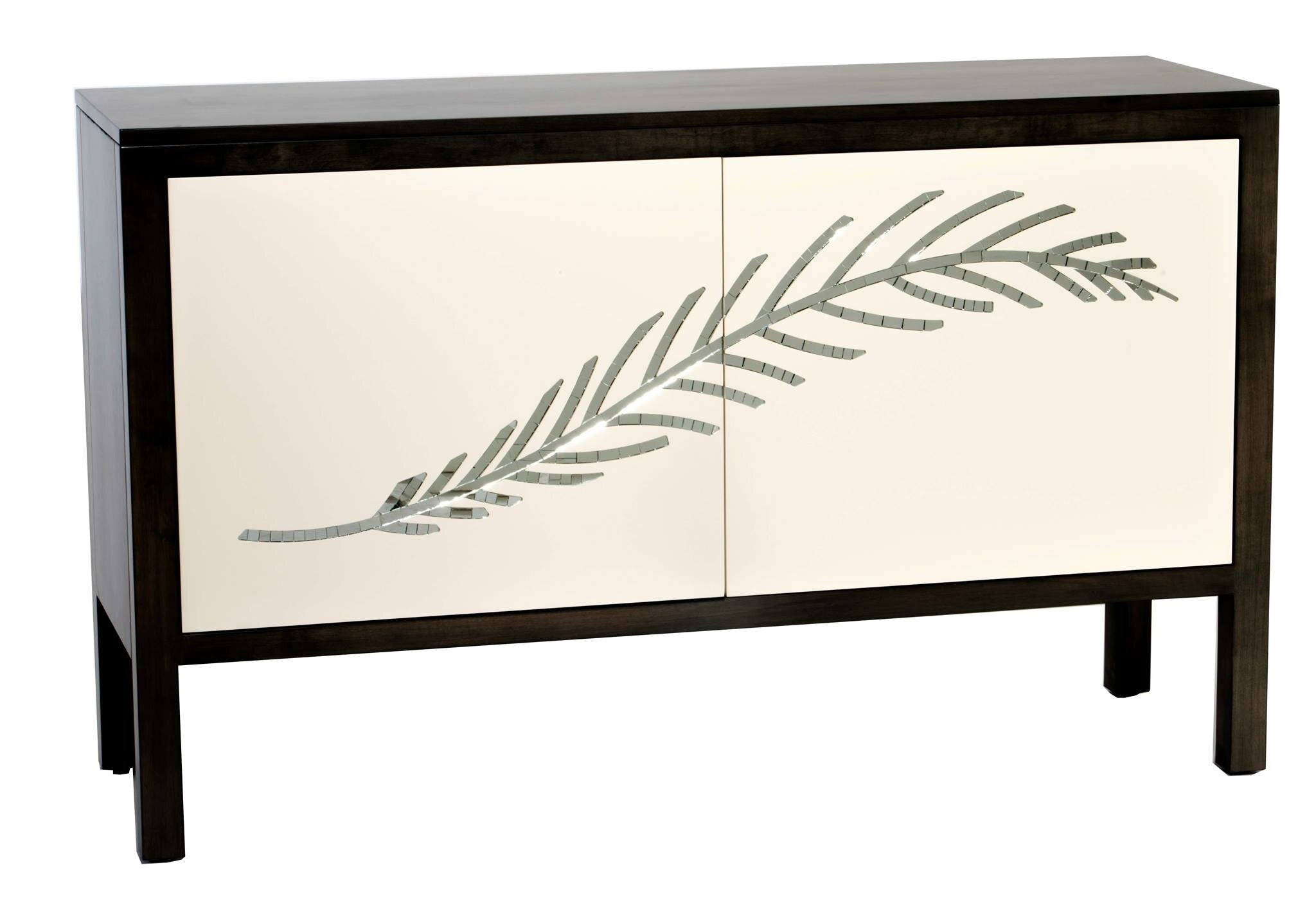 Mirrored Mosaic Feather Cabinet
