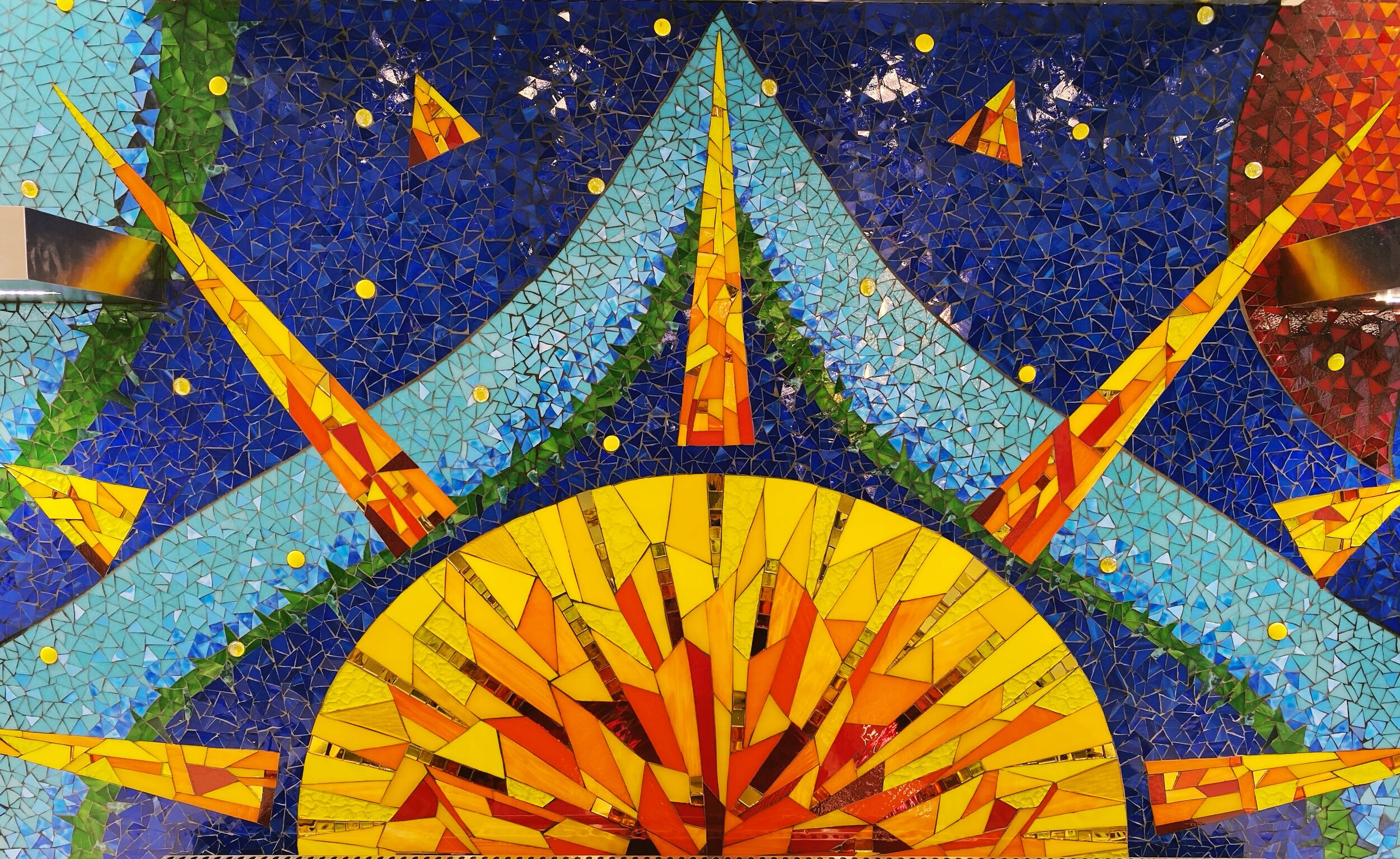 Sun Mosaic Backsplash Detail