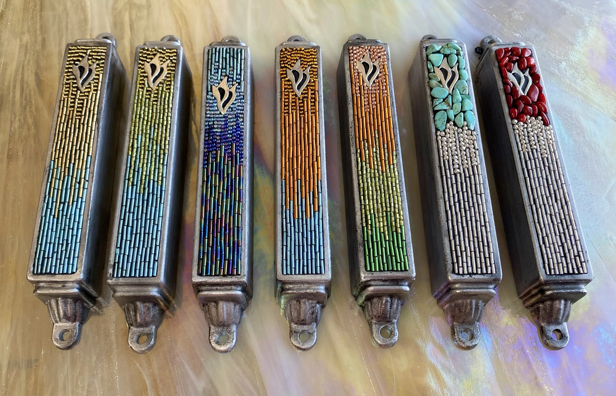 Group of mosaic mezuzot