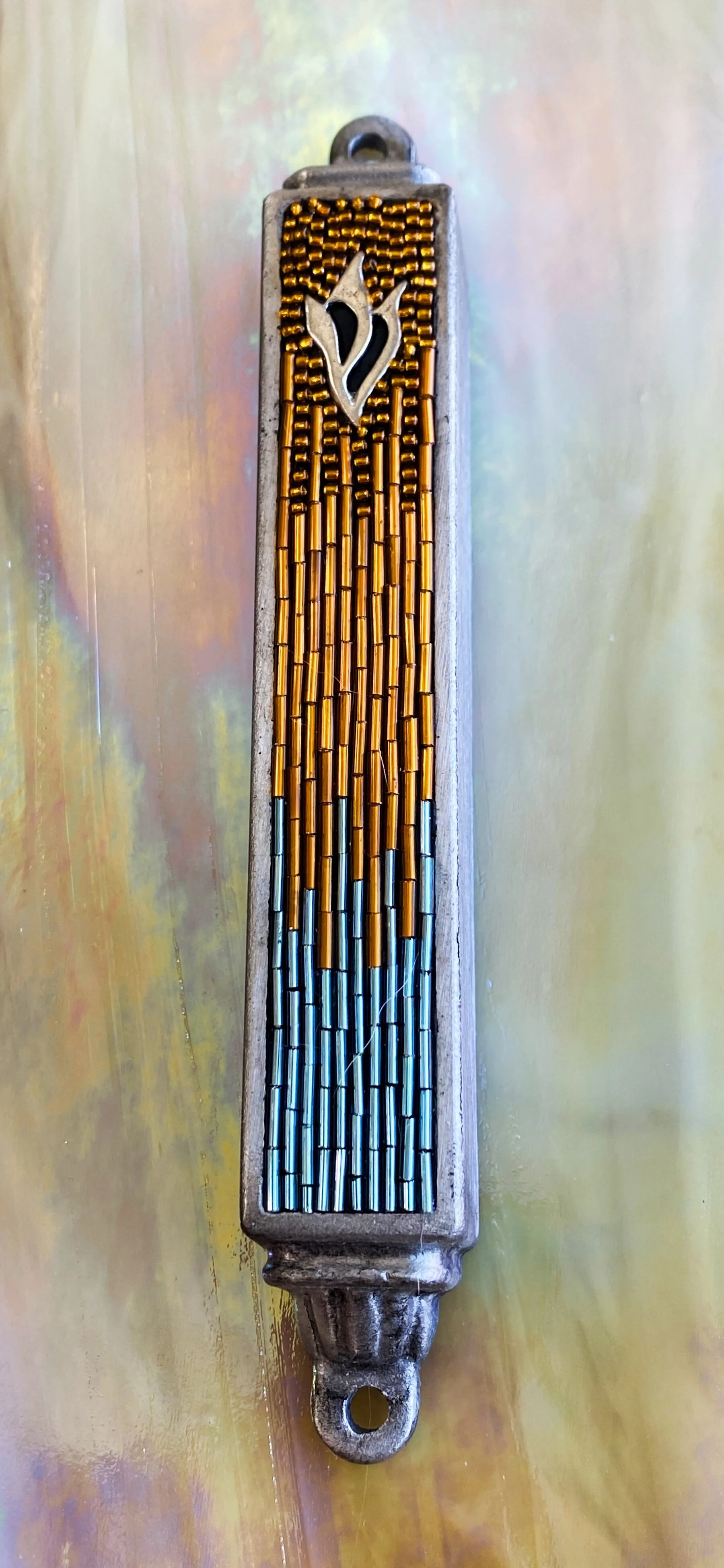 Copper Patina Mosaic Mezuzah