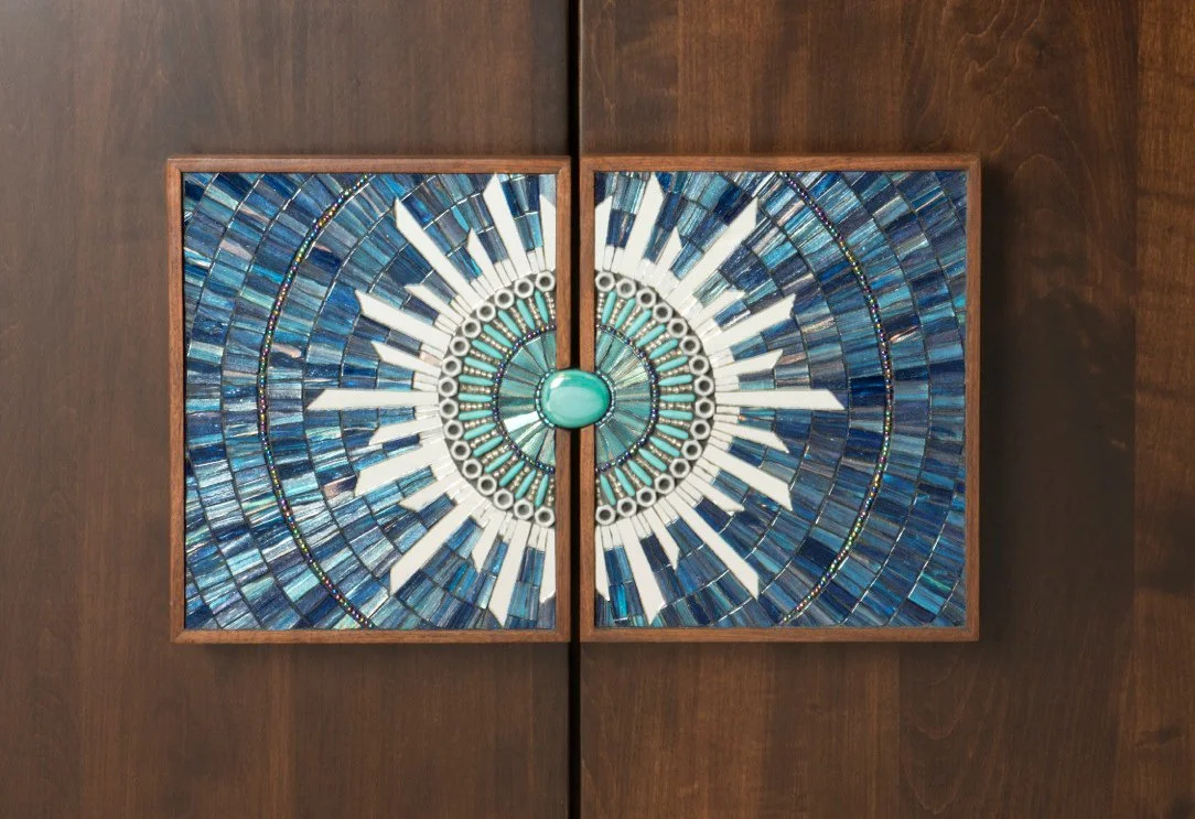 Blue Burst Mosaic Furniture Handles