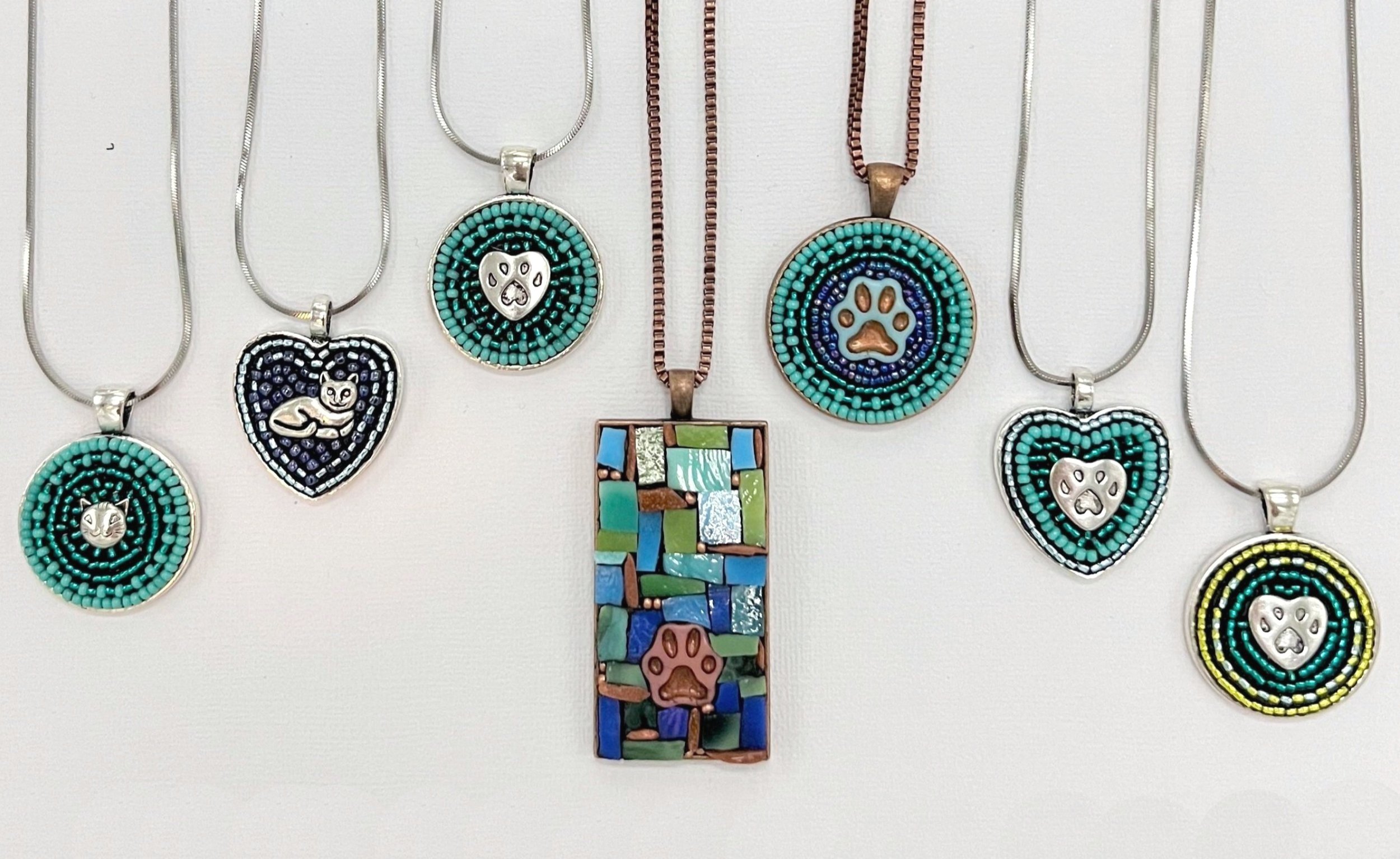 Cat Dog Pet Mosaic Necklaces