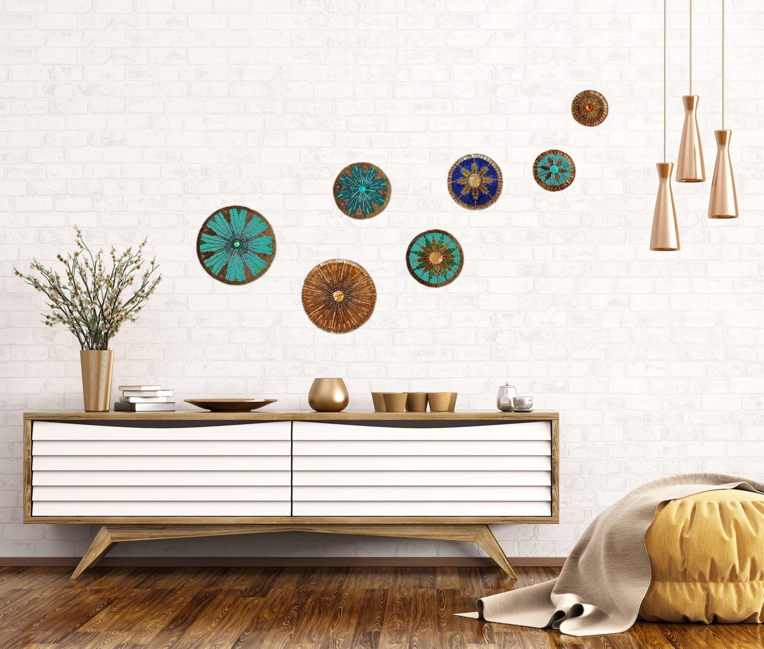 Copper Mosaic Wall Jewelry Circles