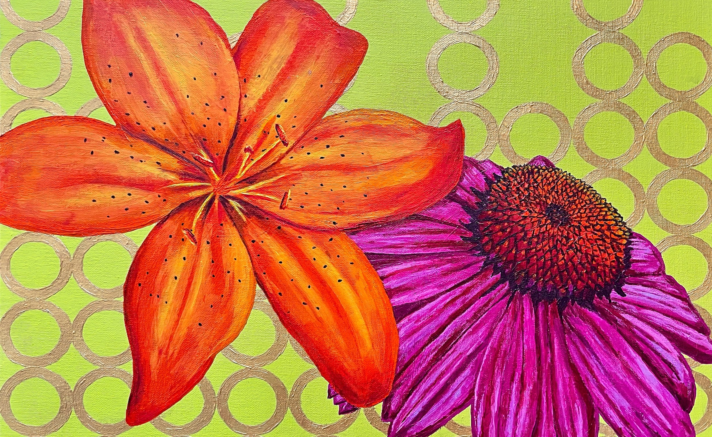 Lily &amp; Echinacea I Painting