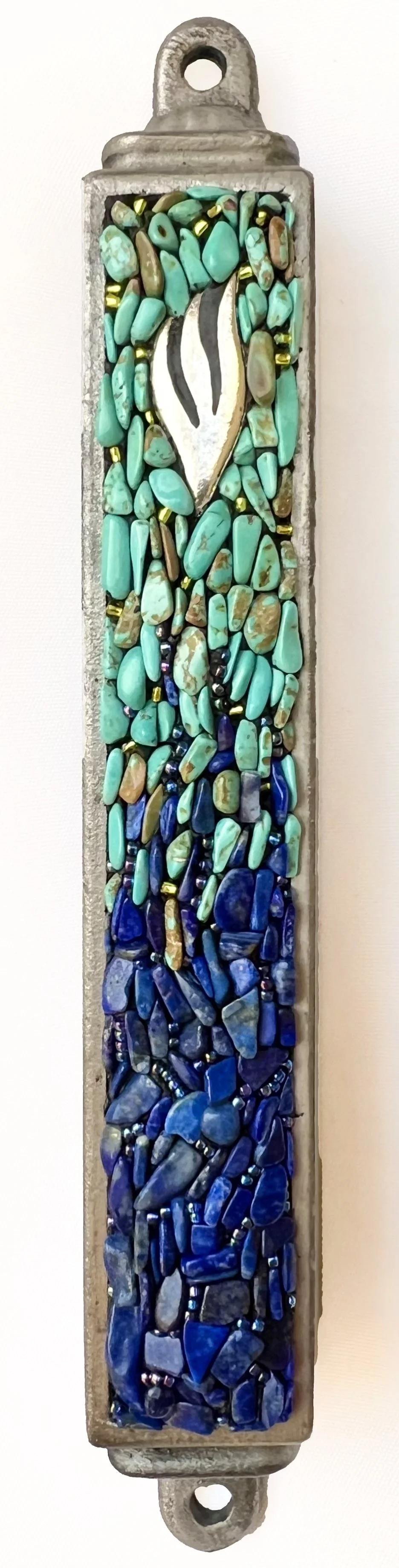 Turquoise/Cobalt Ombre Pebble Mezuzah