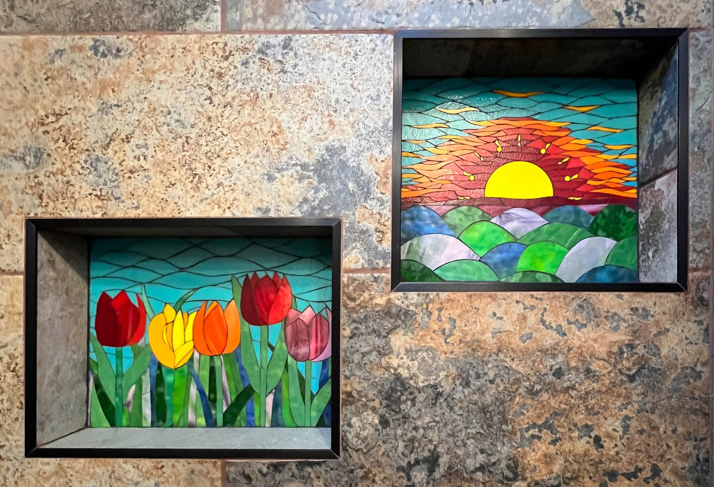 Sunrise &amp; Tulips Mosaic Backsplashes