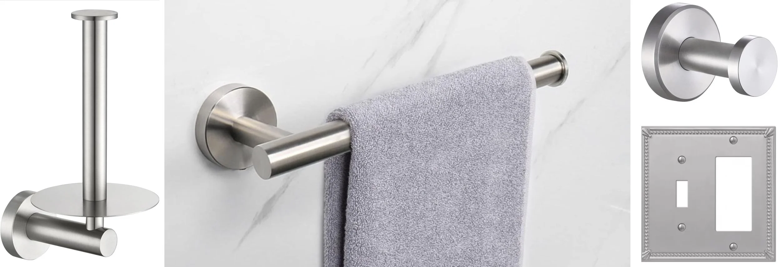 Brushed nickel hardware and accessories