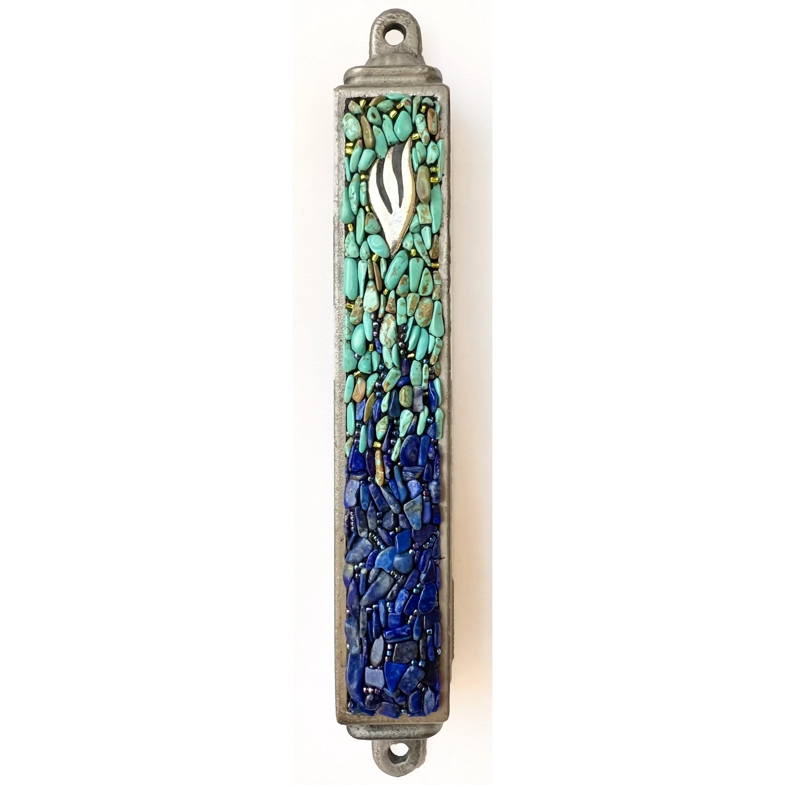 Turquoise:Cobalt Ombre Pebble Mezuzah Square.jpg