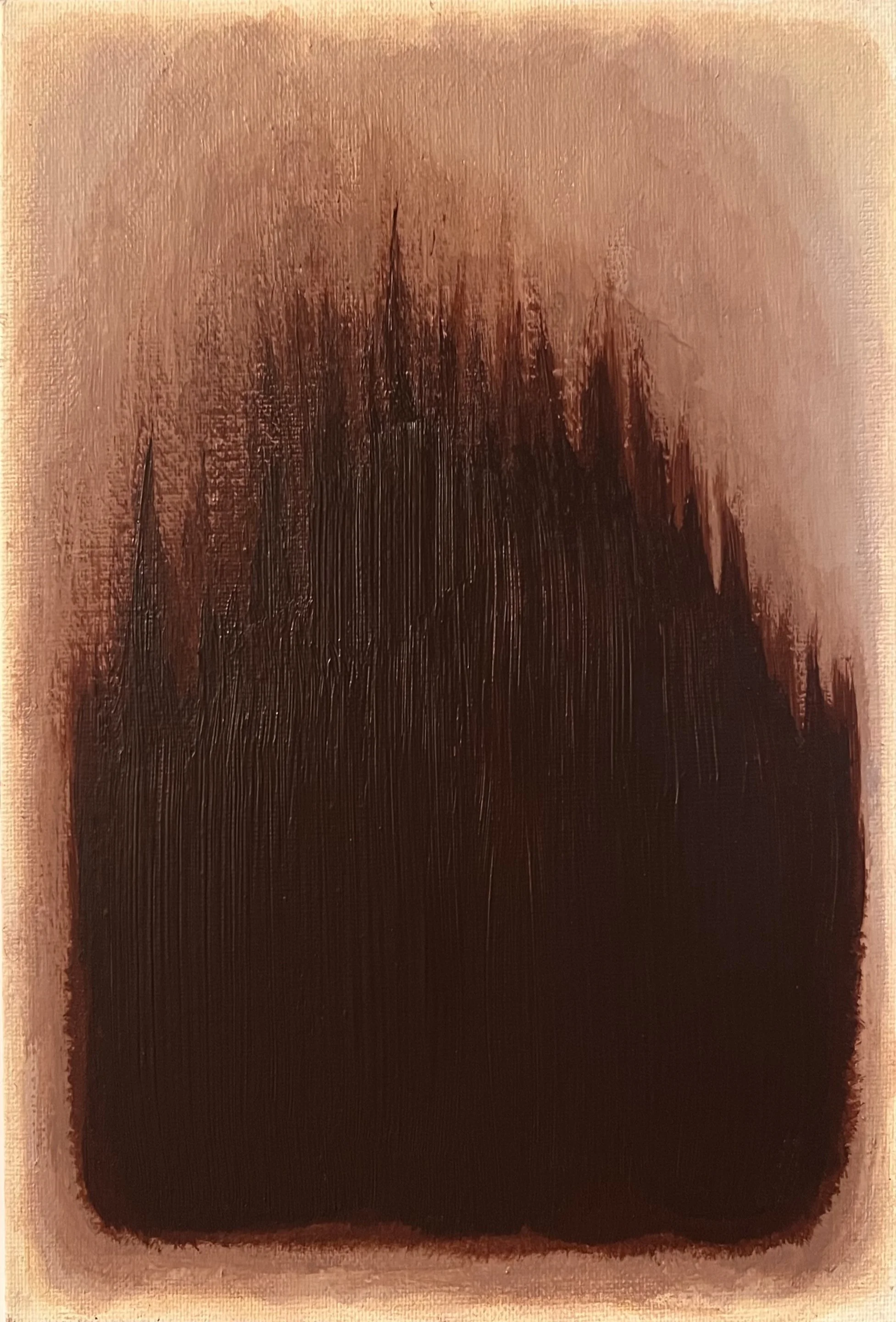 Color sample exploring the gradient in a small painted composition, from chocolate brown through taupe