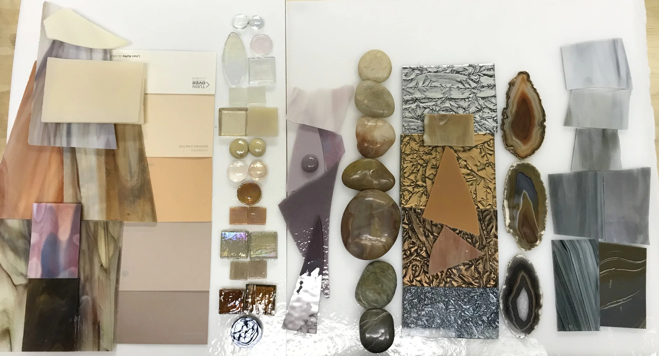 One of the palettes of materials I showed the client.