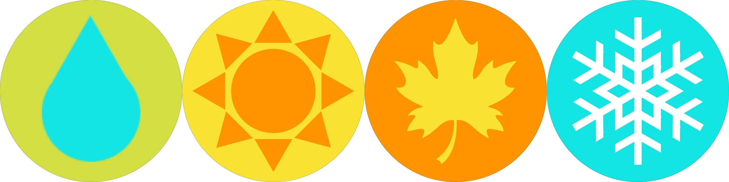 Digital mockups of the four seasonal center panels for the Cycles public art mosaic commission, featuring symbolic representations of Spring, Summer, Fall, and Winter by Dyanne Williams
