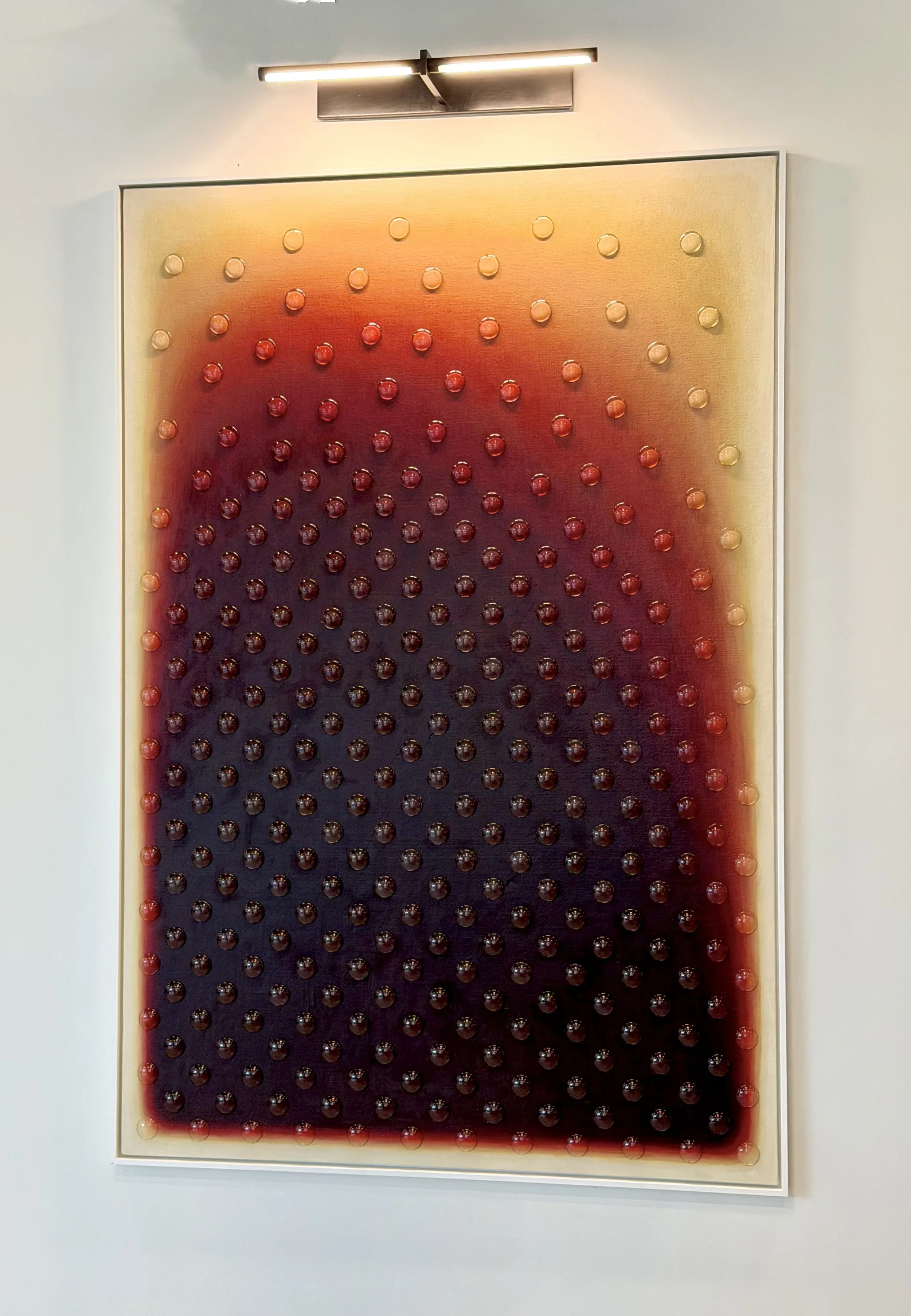 Aura I Cabochon Painting by Dyanne Williams displayed in common area lounge at Tempo at Truepointe, Columbus Ohio, designed by SJL Design Group