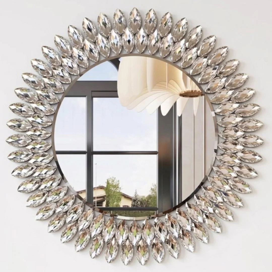 Crystal sunburst mirror