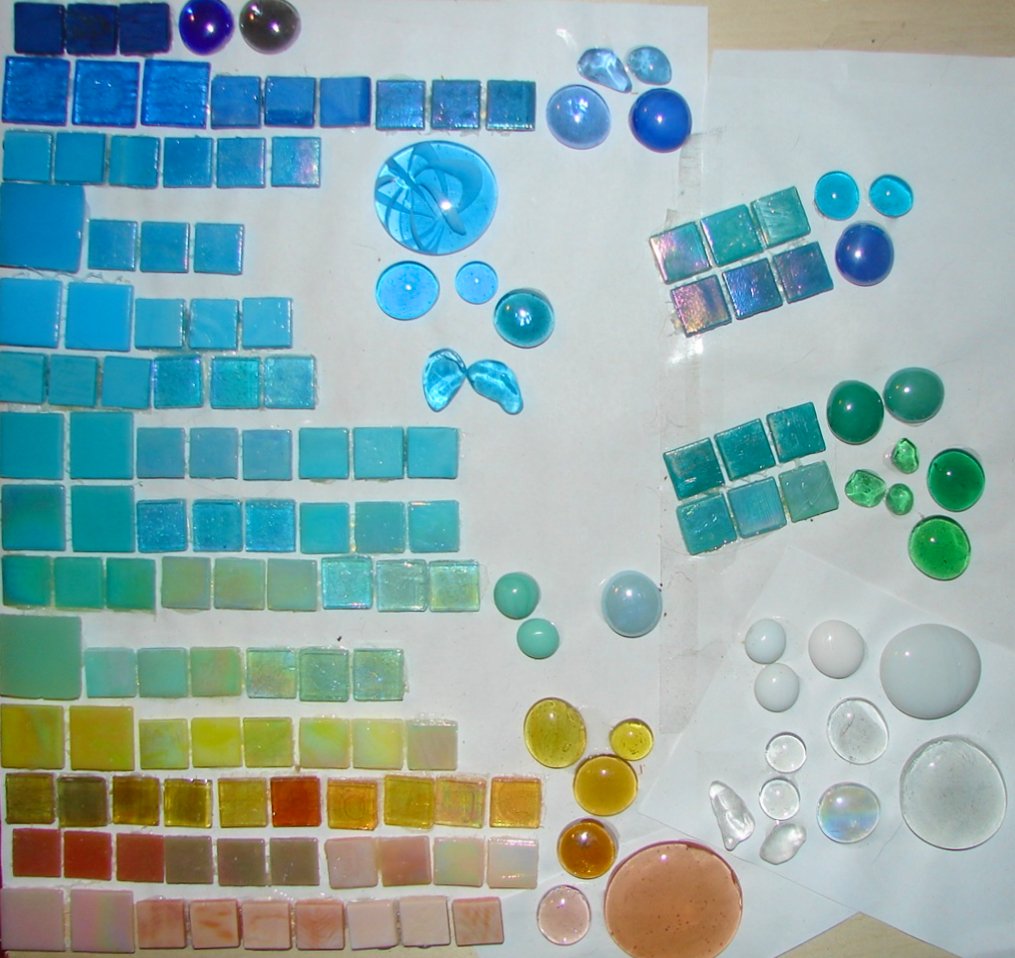 Glass selection for Mokuluas Mosaic Backsplash.