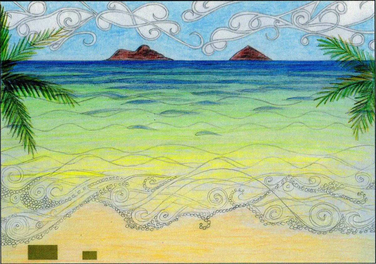 Final sketch of Mokuluas Mosaic Backsplash.