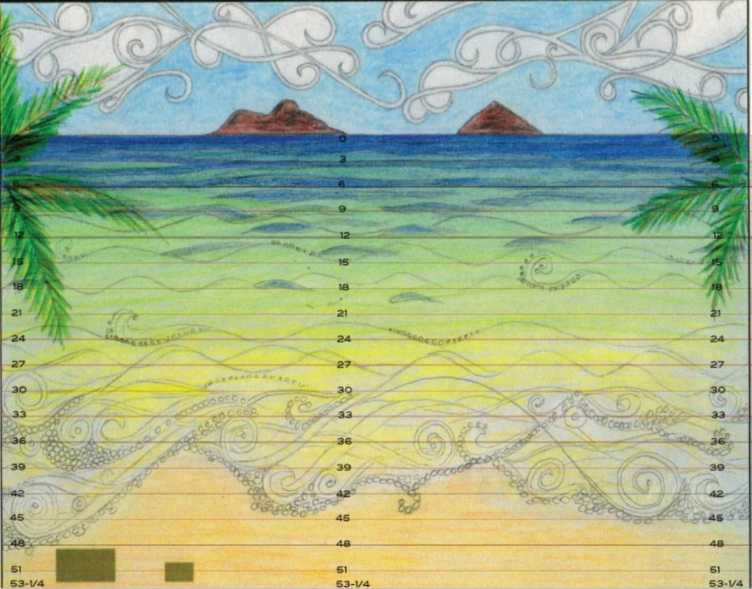 Guide version of sketch for Mokuluas Mosaic Backsplash.
