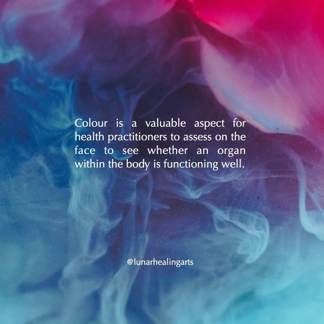 In the upcoming "Facial Map of Digestive Health" class, we will explore what different colours mean when seen on areas of the face that correlate with the Digestive system, such as a red, white, grey or yellow hue. 

Colours can relate to p