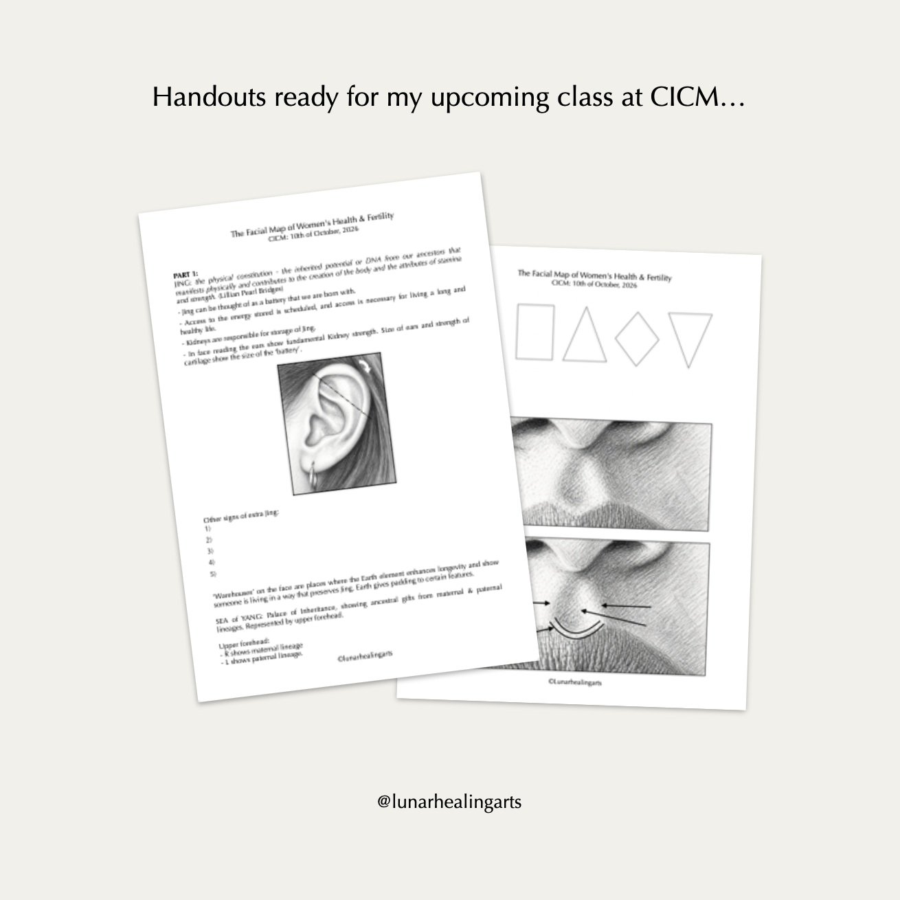 I am really looking forward to teaching The Facial Map of Women's Health &amp; Fertility at CICM, in Reading on the 10th of October.

This class is open to acupuncturists, 3rd year acupuncture students in their clinical phase &amp; certified health p