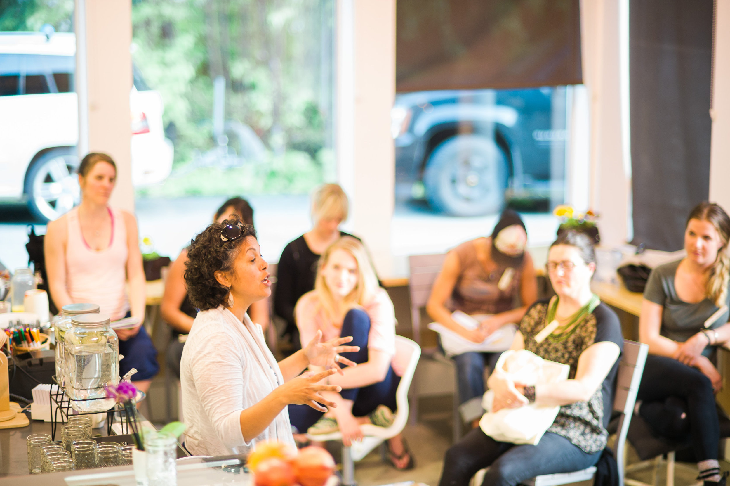 Teaching one of her interactive nutritional health retreats 