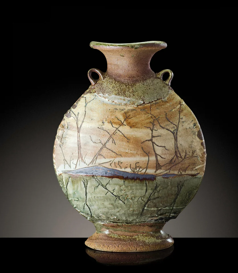 REFLECTION | woodfired flattened jug, $500