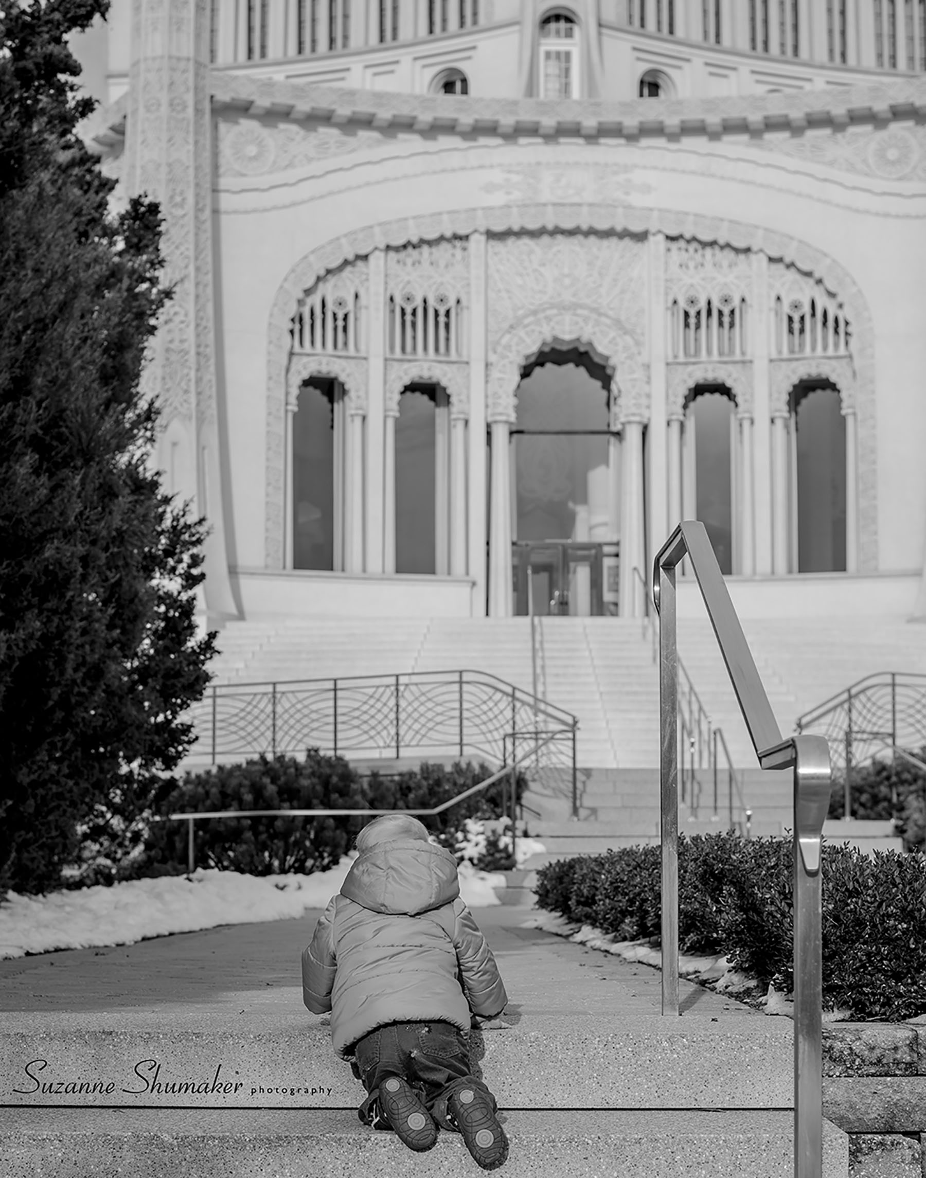 On our knees at the Baha'i, Wilmette, Illinois