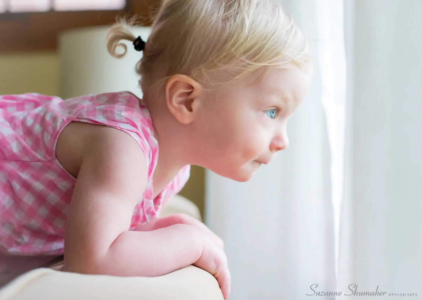 first pony tail , and in gingham