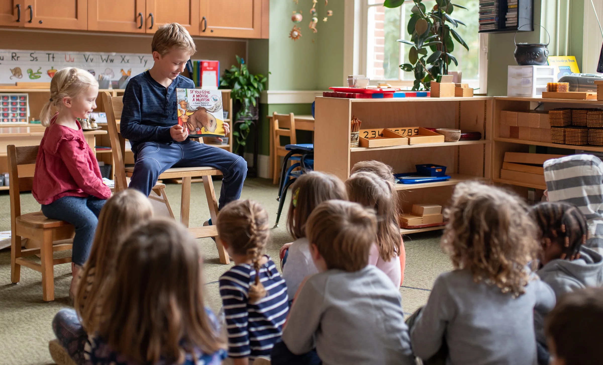 Nick as “mystery reader” in Greta’s early childhood class.