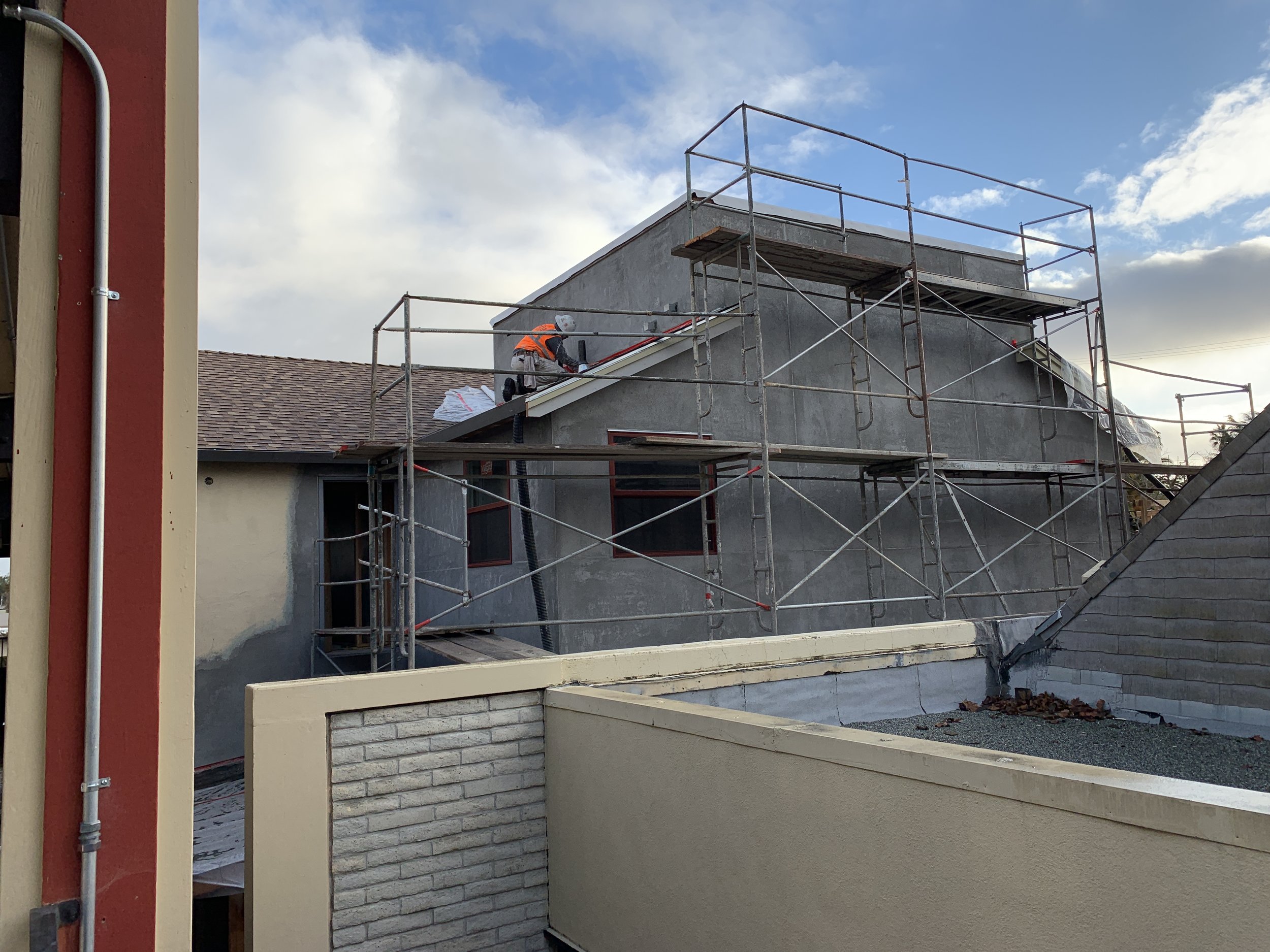 2-28-2019 Stucco on the second floor walls