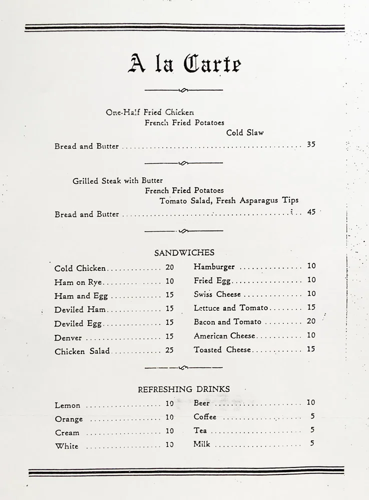 Kegel's Inn Original Menu