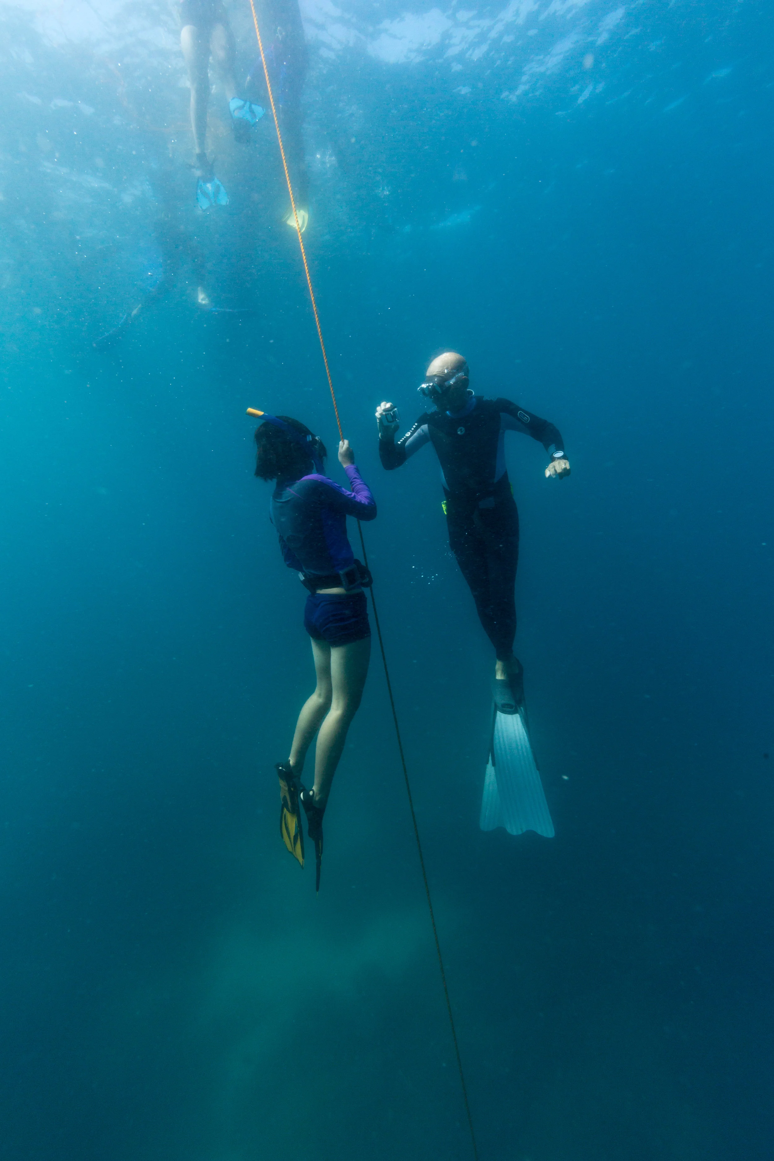 Mary Jean learning how to free dive, Apo Island, Philippines