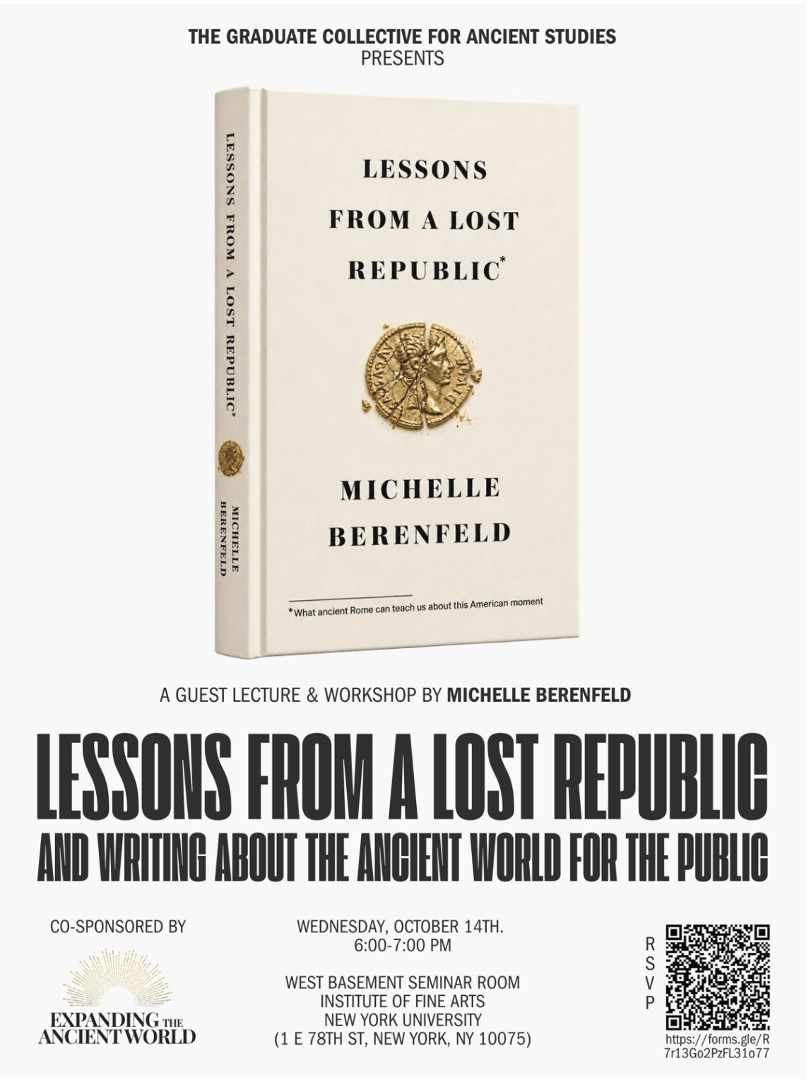 NYU Classics Lecture: Lessons From a Lost Republic and Writing about the Ancient World for the Public