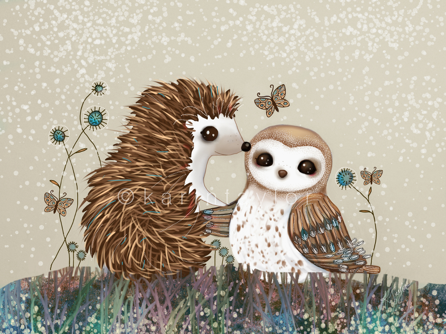 Owl and Hedgehog by Karin Taylor