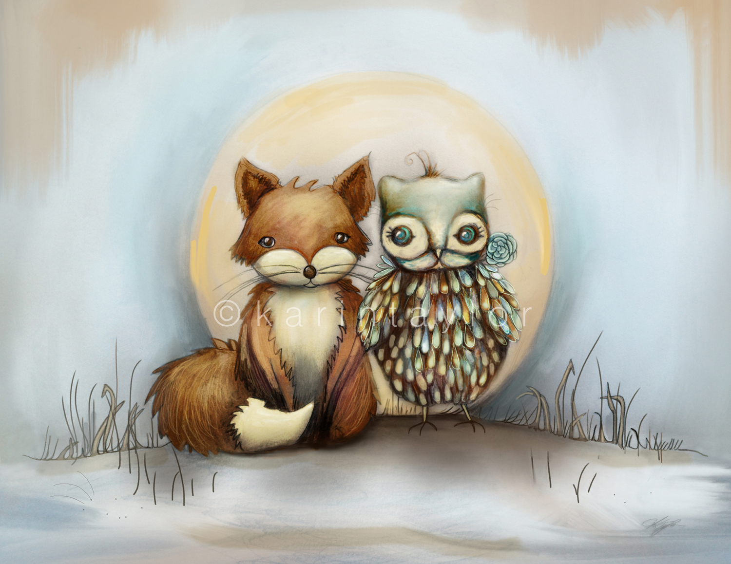 Fox and Owl by Karin Taylor