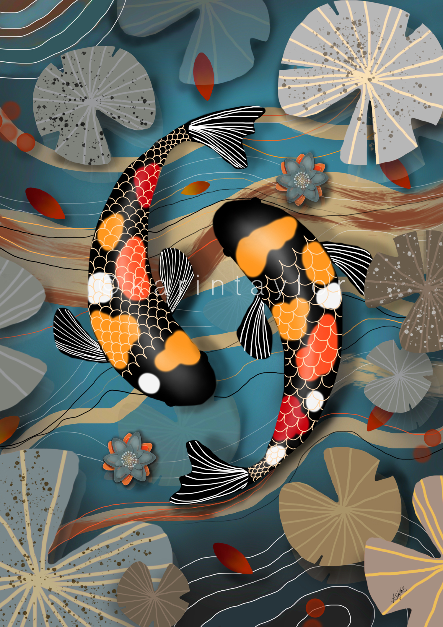 Koi Watergarden painting by Karin Taylor