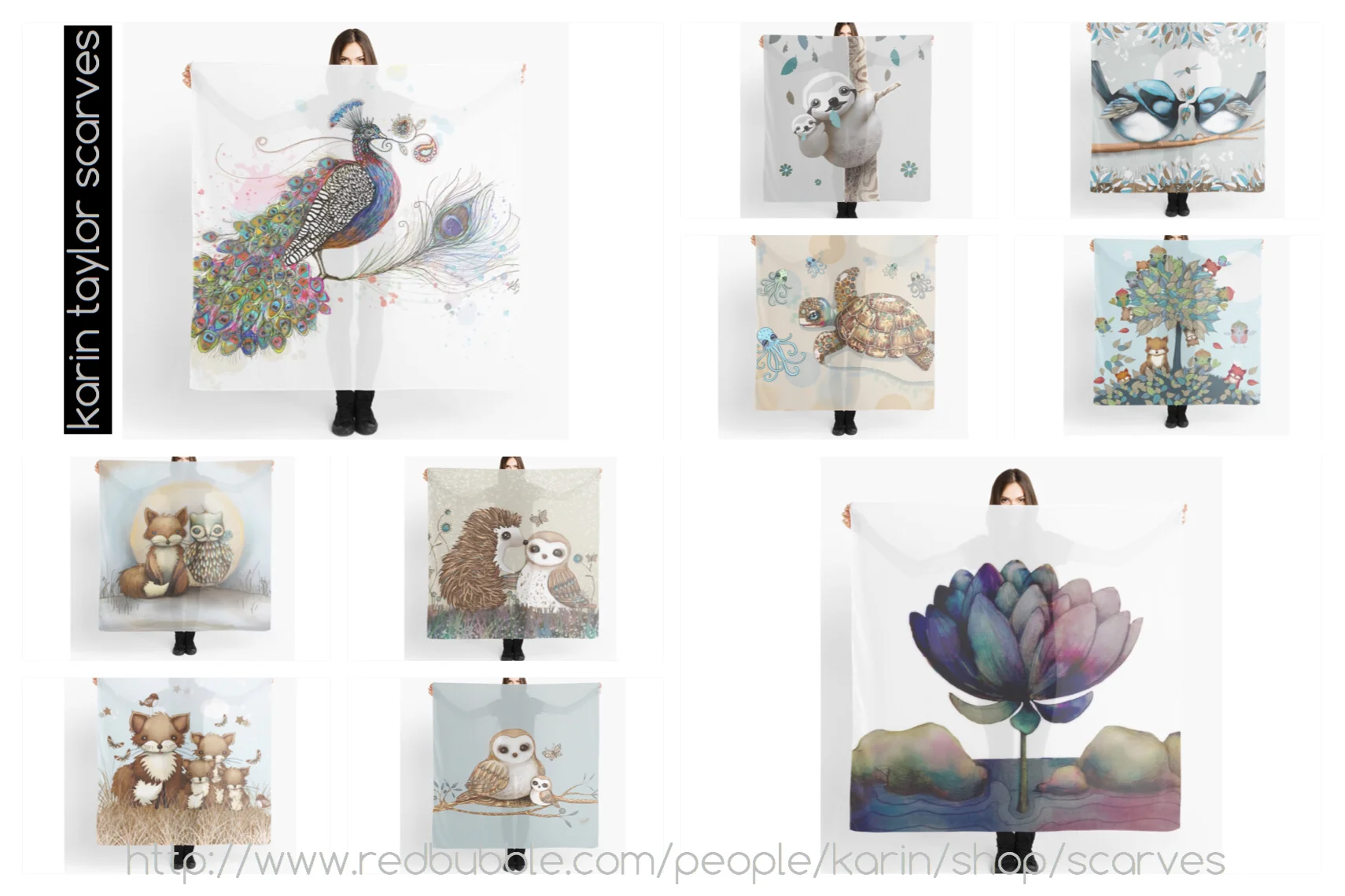 Just some of the beautiful scarves in my collection, available through my online store