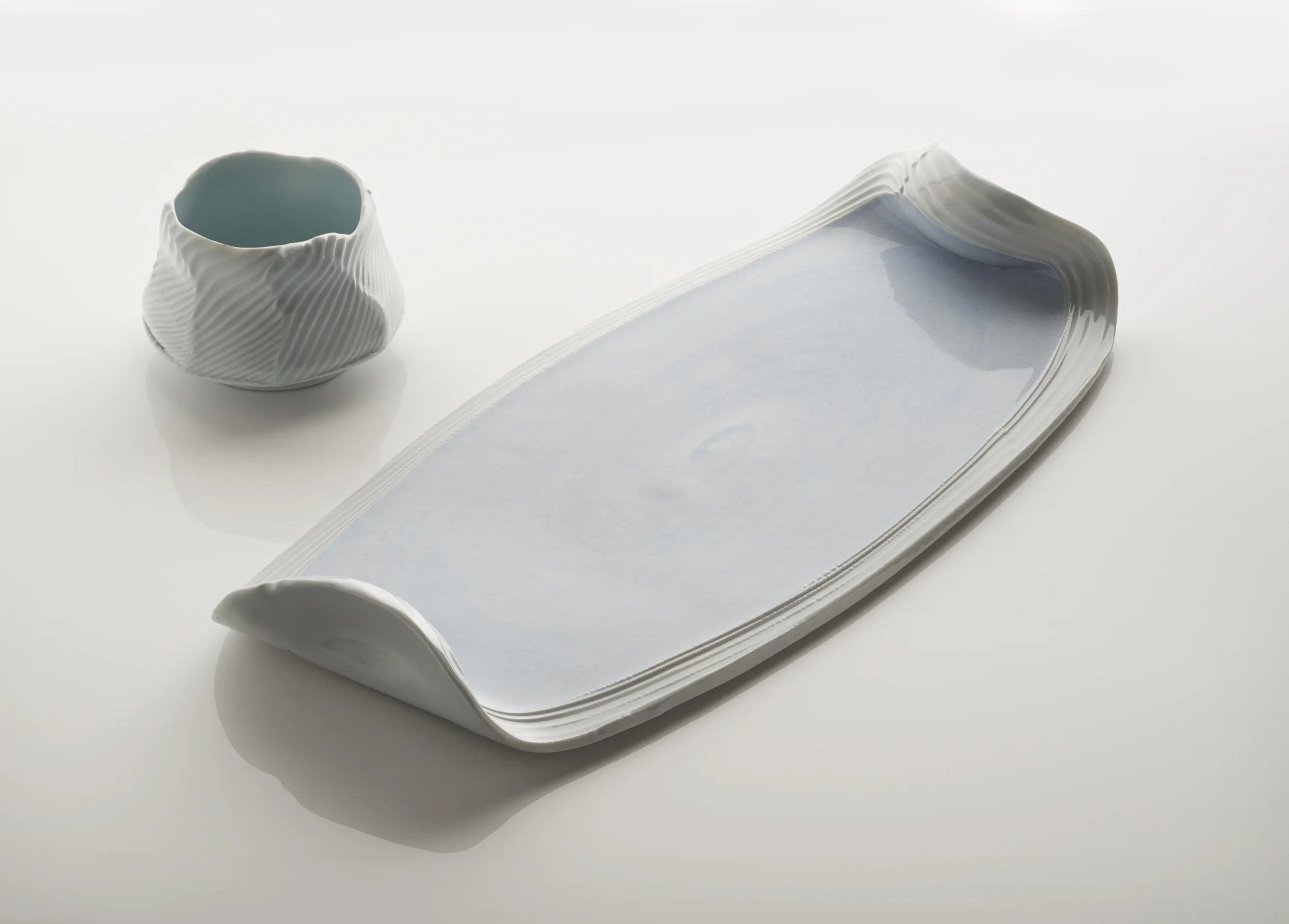 Stretched Platter & Faceted Bowl