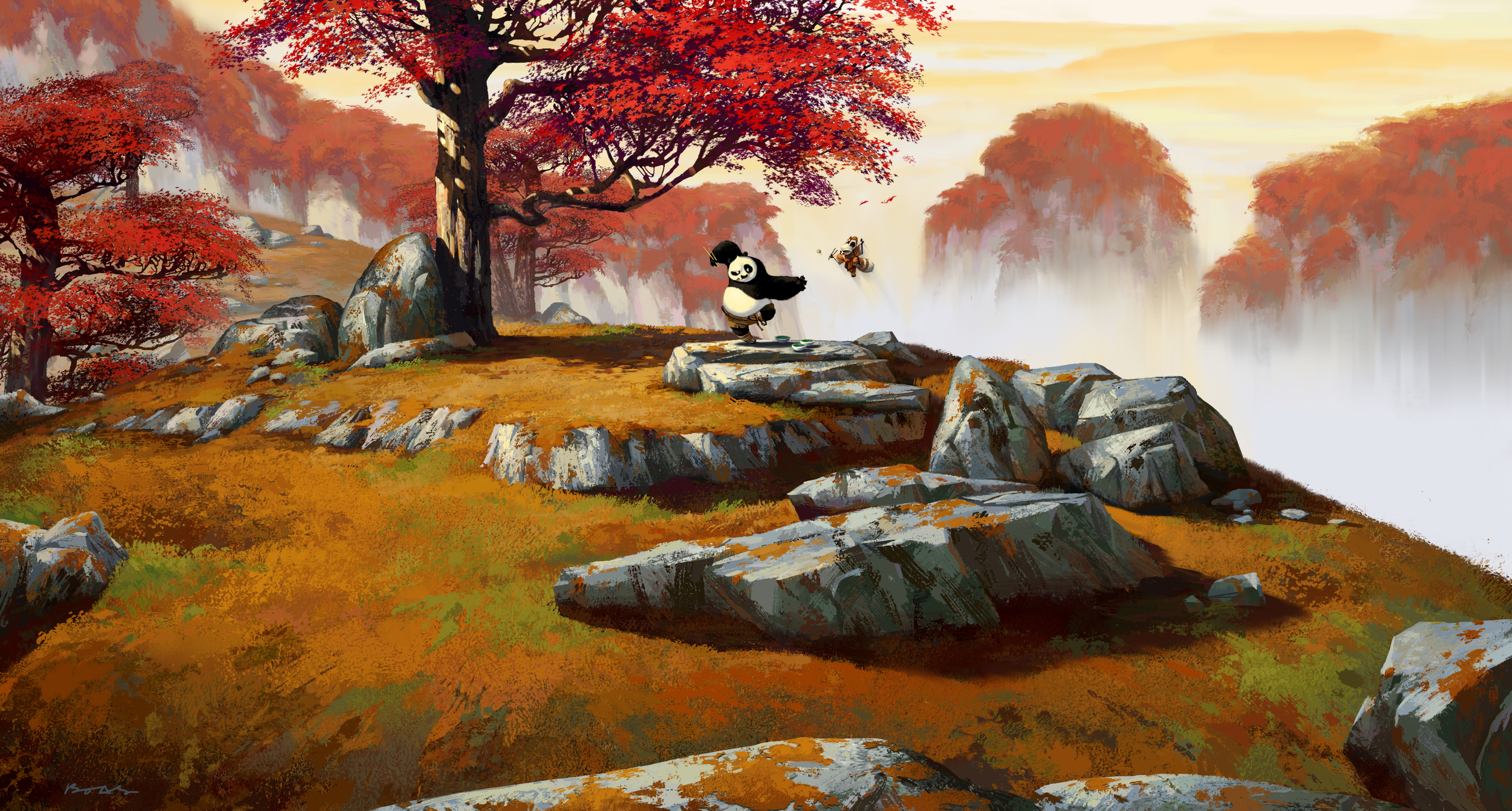  Kung Fu Panda, DWA Concept painting - Dumpling fight location    