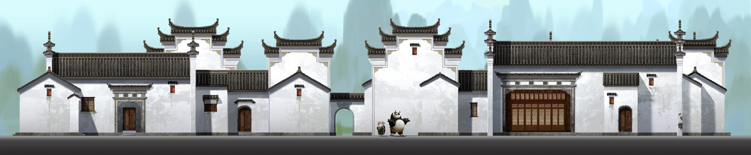Kung Fu Panda, DWA Po's neighborhood - Building design