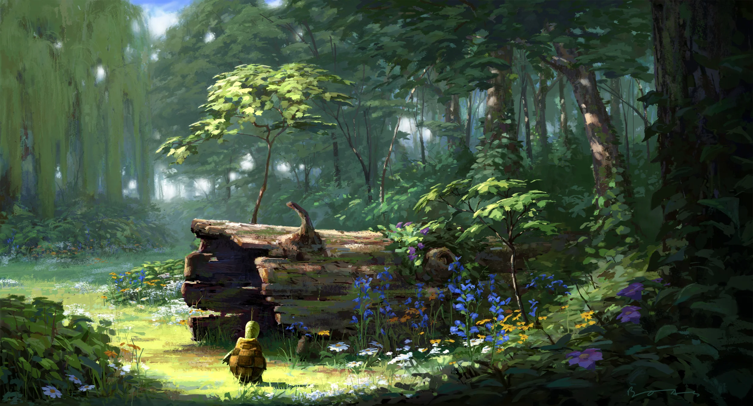 Over The Hedge, DWA Concept painting - Meadow location