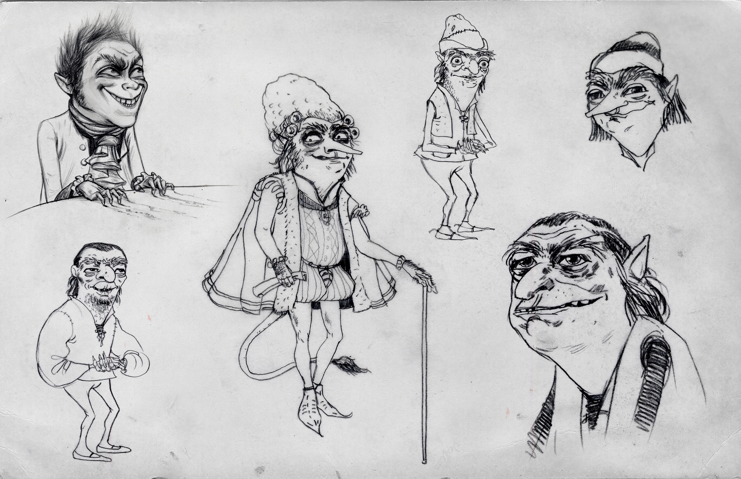  Shrek Forever After, DWA Rumpelstiltskin character design sketches    