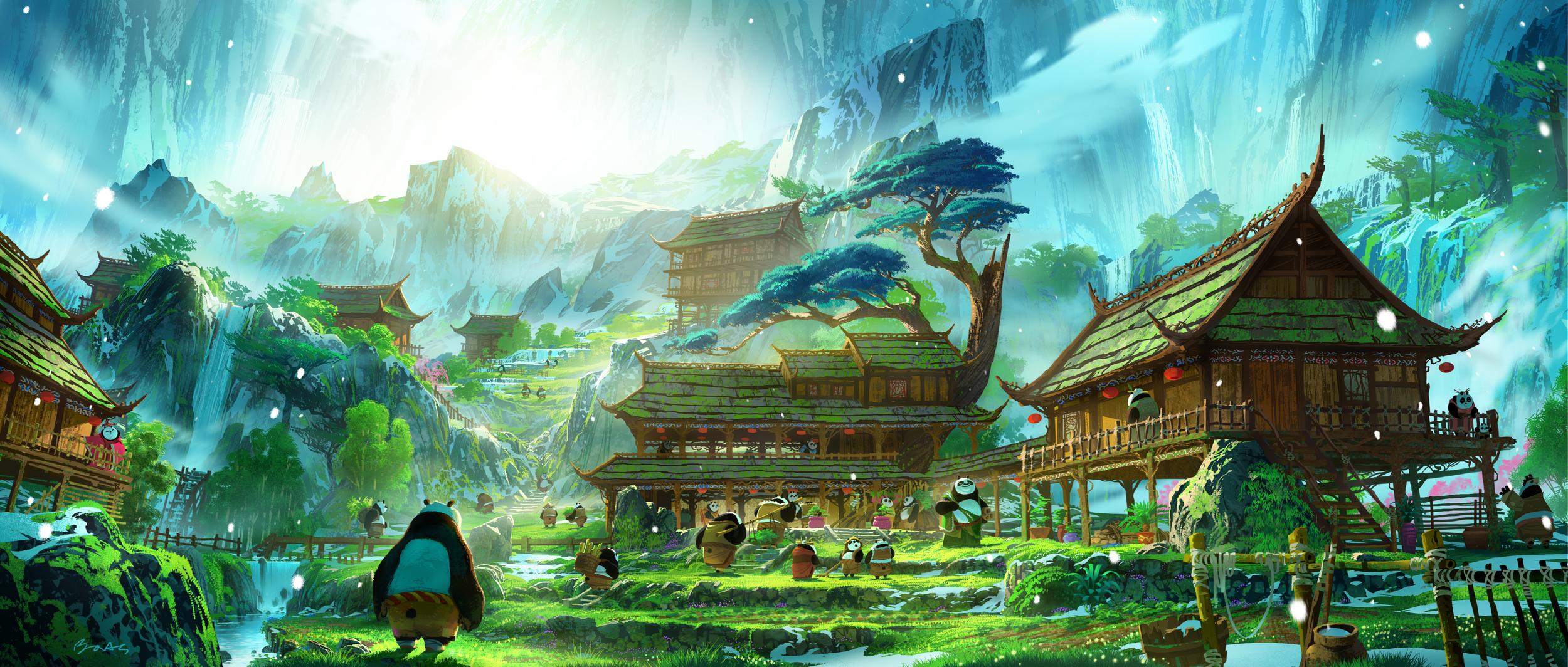  Kung Fu Panda 3, DWA Concept painting - Panda Village    